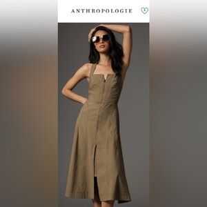NWT - Anthropologie zip front corset green dress size Medium Petite